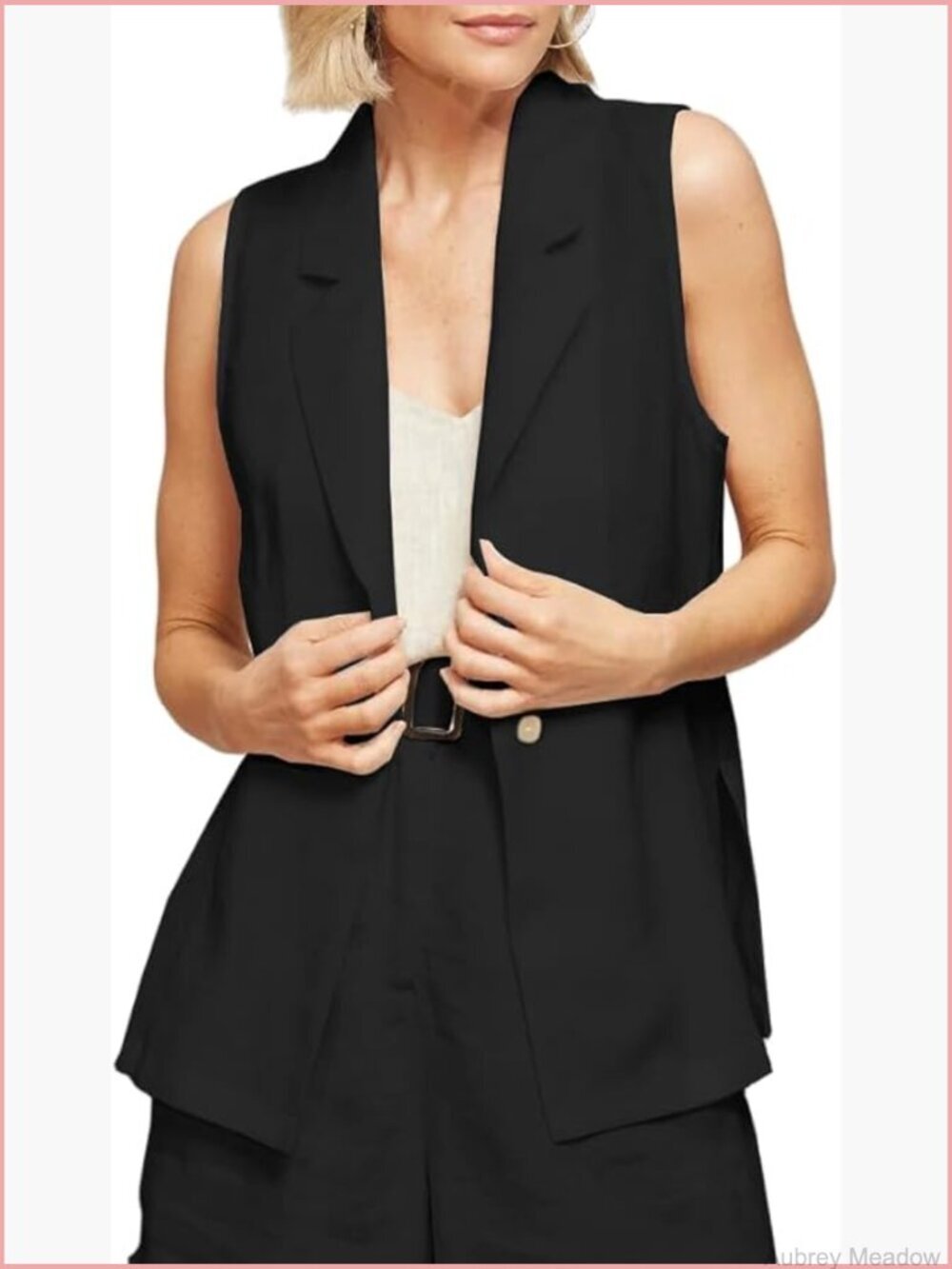Sleeveless Linen Blazer Vest for Women Spring Summer Casual Lightweight Cardigan